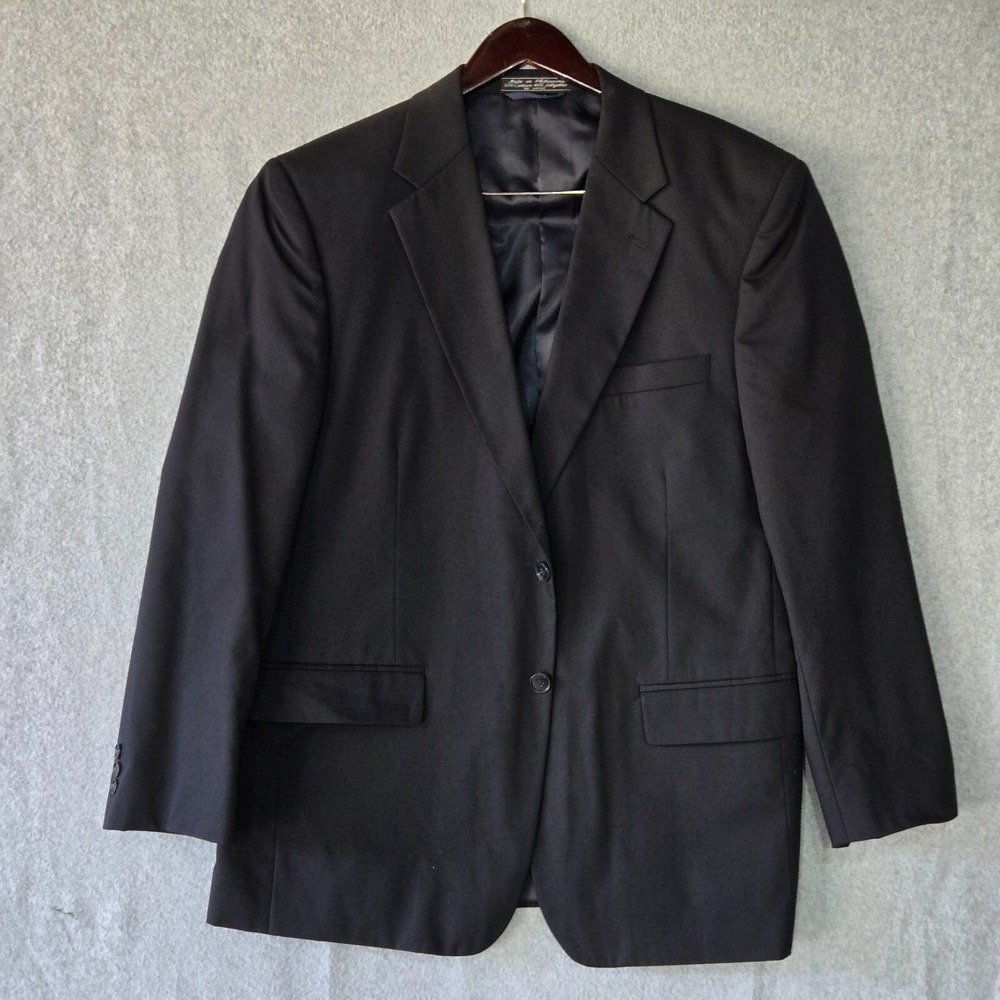 Haspel Heritage Blazer Mens Size 43 Black‎ Classic Single Breasted Two Button